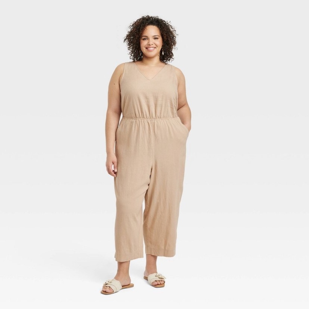 Linen V- neck Jumpsuit